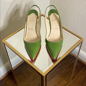 Manolo Blahnik Green Nappa Leather Slingback Pumps